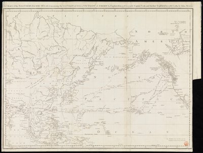 Karte des nördlichen Pazifischen Ozeans mit der NE-Küste Asiens und der NW-Küste Amerikas, erforscht 1778 und 1779 von Captain Cook und weiter erforscht 1788 und 1789 von John Meares von Unknown artist