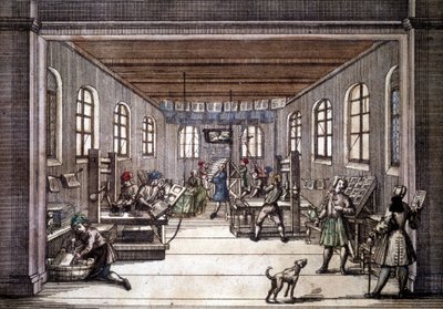Eine Druckerei zu Beginn des 18. Jahrhunderts von Unknown artist