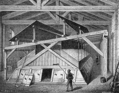 Ein Salzofen in Lothringen. In „Wunder der Industrie“ von Louis Figuier von Unknown artist