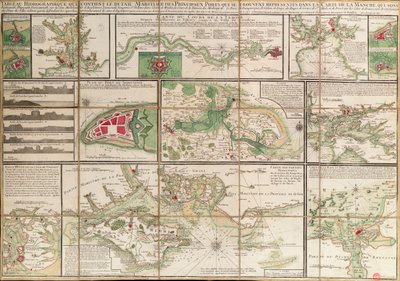 Tabelle mit Details der wichtigsten Seehäfen, die auf der Karte des Ärmelkanals dargestellt sind, um 1780 von Unknown artist