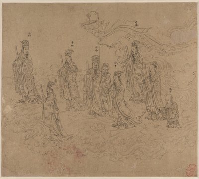 Album mit daoistischen und buddhistischen Themen: Prozession daoistischer Gottheiten: Blatt 26 von Unknown artist