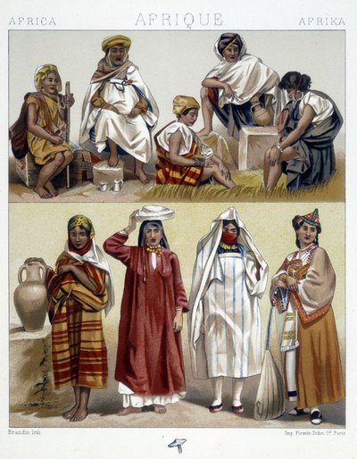 Algerien und Tunesien, Volkskostüme - in „Le costume historique“ von Racinet von Unknown artist