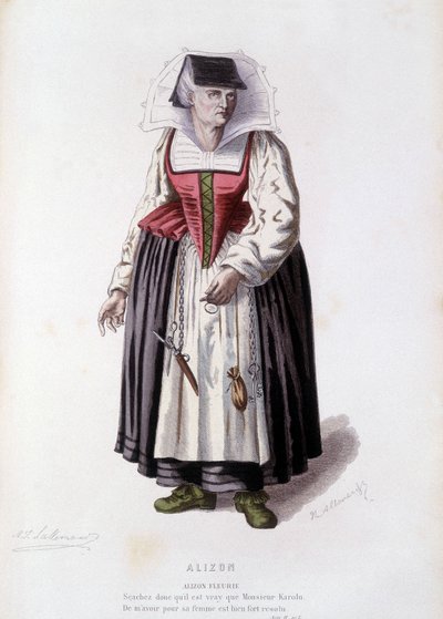 Alizon Fleurie in „Alizon“ (von JC Discret), in „Das französische Theater im 16. und 17. Jahrhundert vor Molière“ von Edouard Fournier von Unknown artist