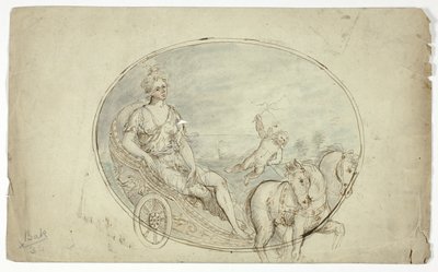 Aurora in ihrem Wagen (recto); Drei männliche Porträtbüsten (verso) von Unknown artist