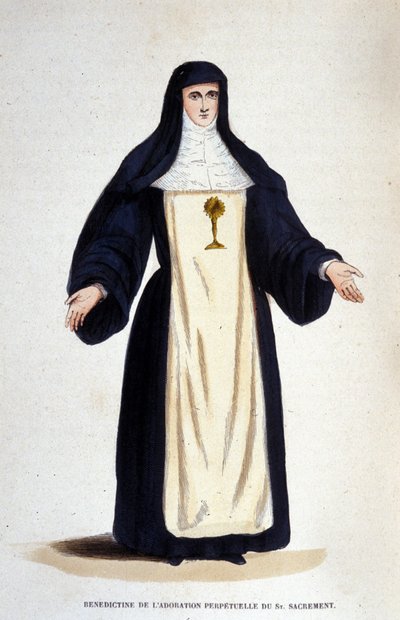 Benediktinerin der ewigen Anbetung des Allerheiligsten Sakraments, ein Orden, der 1654 von Catherine de Bar in Paris gegründet wurde. von Unknown artist