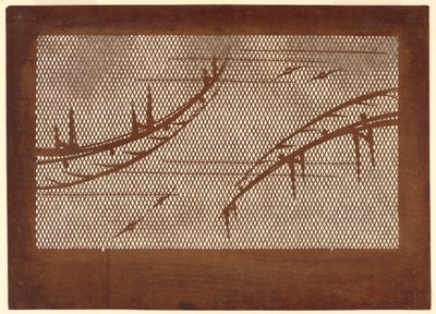 Brücken und Fledermäuse auf Gitter von Unknown artist