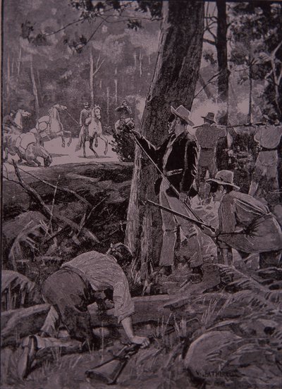 Bushrangers, australische Gesetzlose, überfallen einen Goldtransport von Unknown artist