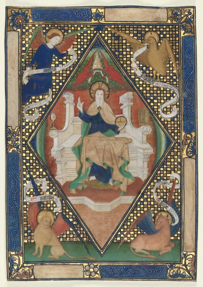 Kanonseite aus einem Messbuch: Christus in Majestät mit Evangelisten von Unknown artist