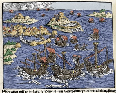 Eroberung Jerusalems durch die Sarazenen im Februar 638. In „Den Edlen Strengen Besten Fromen“ von Johann Stumpff von Unknown artist