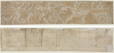 Von Löwen gezogener Wagen mit Amorini (recto) Teilweise architektonische Studie (verso) von Unknown artist