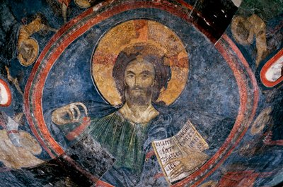 Christus Pantokrator - Anonym - 13. Jahrhundert - Fresko - Boyana Kirche, Sofia, Bulgarien von Unknown artist