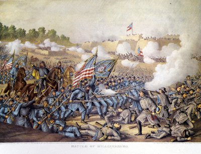 Amerikanischer Bürgerkrieg (1861-1865): 05.05.1862. Schlacht von Williamsburg. Gravur von Unknown artist