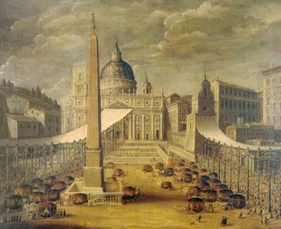Fronleichnamsprozession auf dem Petersplatz zur Zeit von Papst Innozenz X., ca. 1646, von einem unbekannten Künstler von Unknown artist