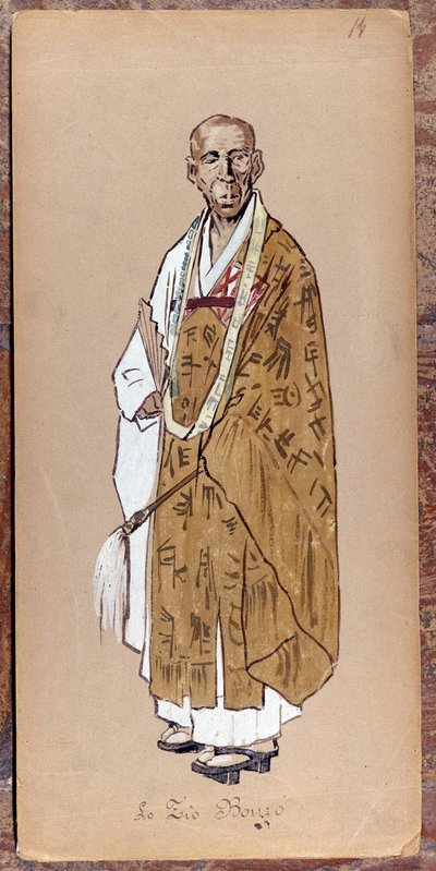 Kostüm von Zio Bonzo für die Schaffung von Madame Butterfly von Giacomo Puccini im Jahr 1904. Sammlung des Museo della Scala in Mailand. von Unknown artist