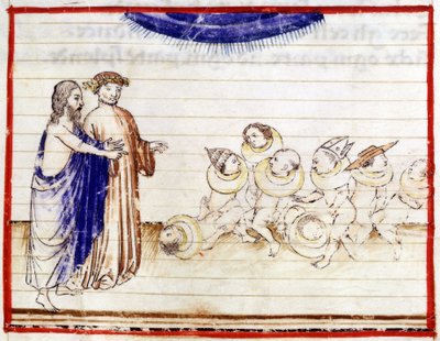 Dante und Virgil in „Die Göttliche Komödie“ von Dante Alighieri. Hölle, Gesang VII von Unknown artist