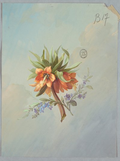 Entwurf für Tapeten und Textilien: Blumen von Unknown artist