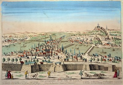 Detailansicht der Stadt Lyon an den Ufern der Rhone und der Saone. Gravur des 17. Jahrhunderts Paris B.N. von Unknown artist