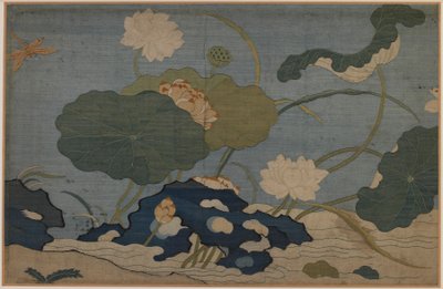 Libelle und Lotusblumen von Unknown artist