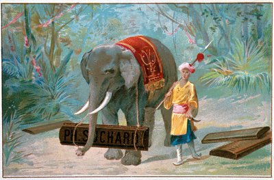 Elefant und Cornac, Werbung „Suchard“, ca. 1895 von Unknown artist