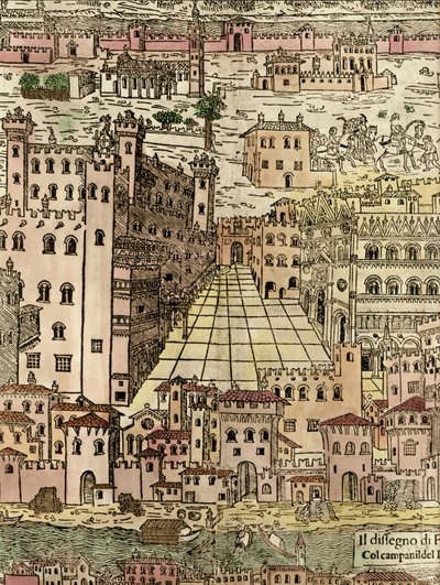 Ferrara: Stadtansicht (Detail eines anonymen Holzschnitts) von Unknown artist