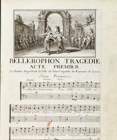 Erster Akt von Bellerophon, Tragédie Lyrique in fünf Akten mit einem Prolog von Jean Baptiste Lully von Unknown artist