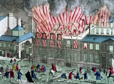 Erstes Feuer der Oper du Palais Royal am 6. April von Unknown artist