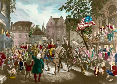 Erster Amerikanischer Unabhängigkeitskrieg: George Washingtons triumphaler Einzug in New York nach der Niederlage der Engländer von Unknown artist