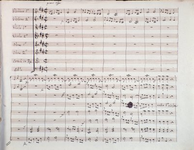 Erste Seite der Partitur der Sechsten Symphonie von Luigi Boccherini von Unknown artist