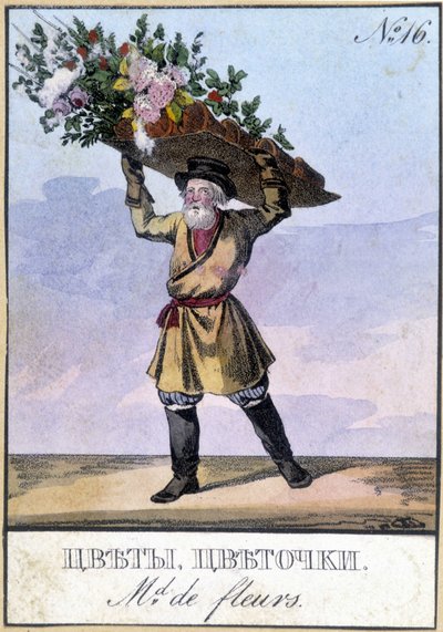 Blumenhändler in Russland im 19. Jahrhundert von Unknown artist