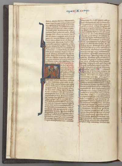 Fol. 20v, Exodus, historisierte Initiale H, Moses und zwei Anhänger mit den Gesetzestafeln von Unknown artist