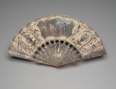 Faltfächer mit einer Szene eines Besuchs bei der Amme, ca. 1780 von Unknown artist
