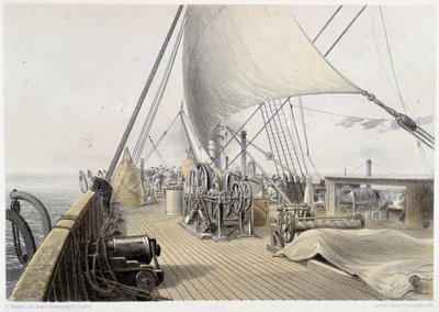 Vorderdeck freigeräumt für den letzten Versuch des Greifens, 11. August 1858 - in „Das Atlantikkabel“ von W. H. Russel, ca. 1860 von Unknown artist