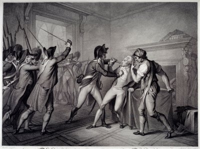 Französische Revolution: Verhaftung von Robespierre am 27. Juli 1794 (9. Thermidor Jahr II). Gravur des 18. Jahrhunderts. Paris, Musée Carnavalet von Unknown artist