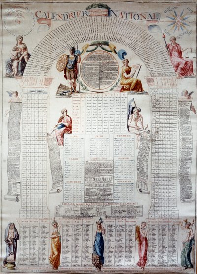 Französische Revolution: Nationaler Kalender berechnet für dreißig Jahre ab dem 31.12.1792 von Unknown artist