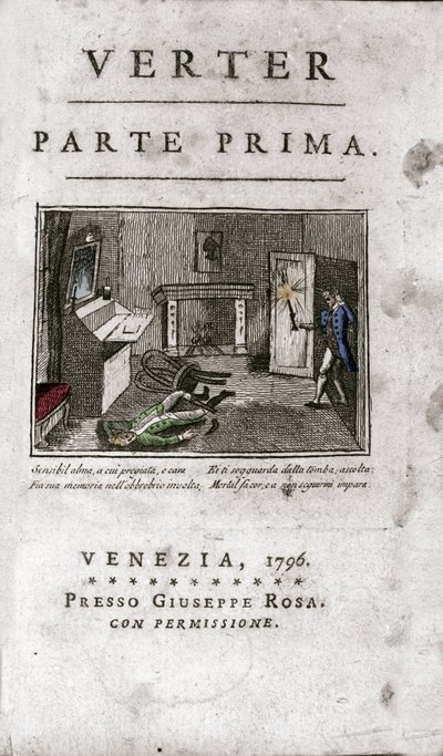 Frontispiz der italienischen Ausgabe von „Die Leiden des jungen Werther“ von Johann Wolfgang von Goethe (1796) (Stich) von Unknown artist