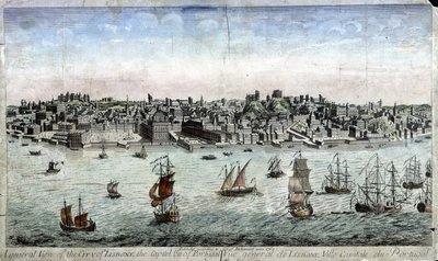 Gesamtansicht von Lissabon, Hauptstadt von Portugal - Gravur von Unknown artist