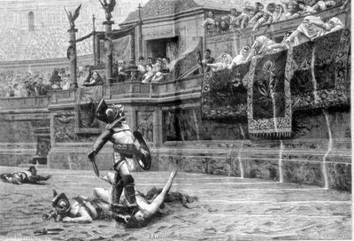 Gladiatorenkampf in römischer Zeit nach dem Gemälde von J. L. Gérôme von Unknown artist