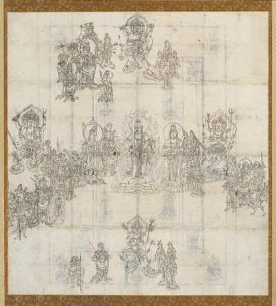 Ikonographische Skizze (Zuzō) für das Mandala der Wohlwollenden Könige von Unknown artist