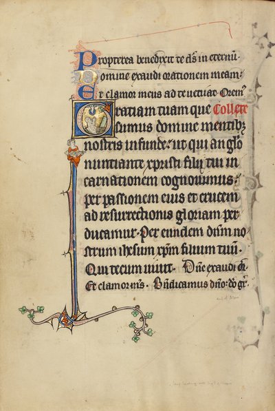 Initial G: Die neu Auferstandenen blicken auf die Taube des Heiligen Geistes von Unknown artist