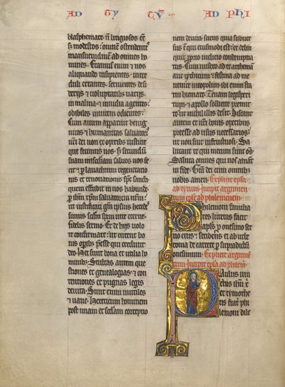 Initiale P: Heiliger Paulus mit einem Buch von Unknown artist