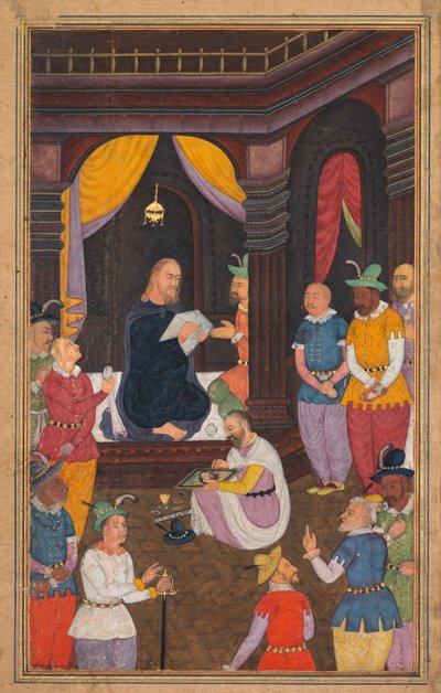 Jesus wird von König Abgars Maler porträtiert, aus einem Mir’at al-quds von Pater Jerome Xavier (Spanisch, 1549–1617) von Unknown artist