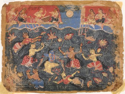 Krishna spielt mit den Gopis im Jumna-Fluss, aus einem Bhagavata Purana von Unknown artist