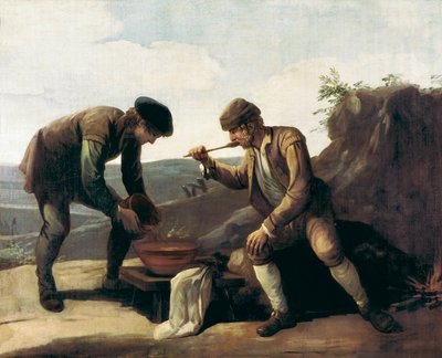 La Sopa Boba oder das Frühstück, anonymes Gemälde des 18. Jahrhunderts. Madrid. Lazaro Galdiano Stiftung von Unknown artist