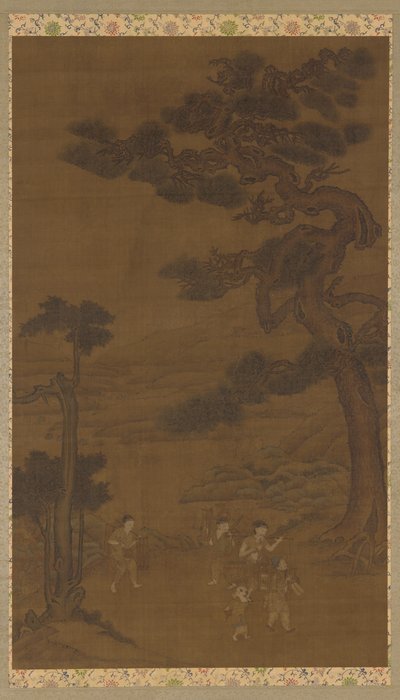 Landschaft: Handwerker unter einem großen Kiefernbaum von Unknown artist