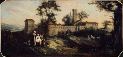 Landschaft mit befestigter Burg. Zwischen 1701 und 1800 von Unknown artist
