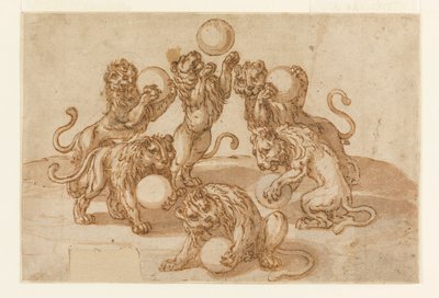 Löwen jonglieren mit den Medici-Kugeln von Unknown artist