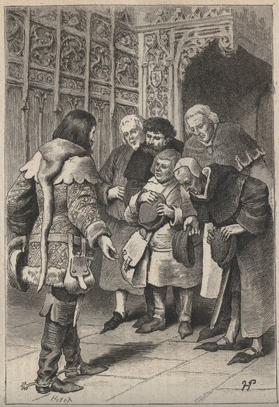 Lord Patrice Charteris und die Bürger von Perth - 19. Jahrhundert Illustration für den historischen Roman „Die schöne Maid von Perth oder Valentinstag“ von Walter Scott von Unknown artist