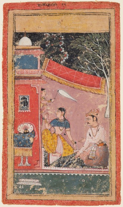 Liebende auf einer Terrasse: Ramakali Ragini von Hindol, aus einem Bundi Ragamala von Unknown artist