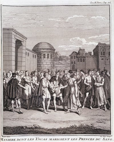 Wie die Inkas die Prinzen des Blutes heiraten - in „Historische Reise durch Südamerika im Auftrag des Königs von Spanien“ von Don Georges Juan & Don Antoine de Ulloa, T.II, ed. Jombert, Librairie du Roi, Paris von Unknown artist