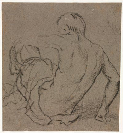 Sitzender Mann auf dem Boden, von hinten gesehen (recto) von Unknown artist